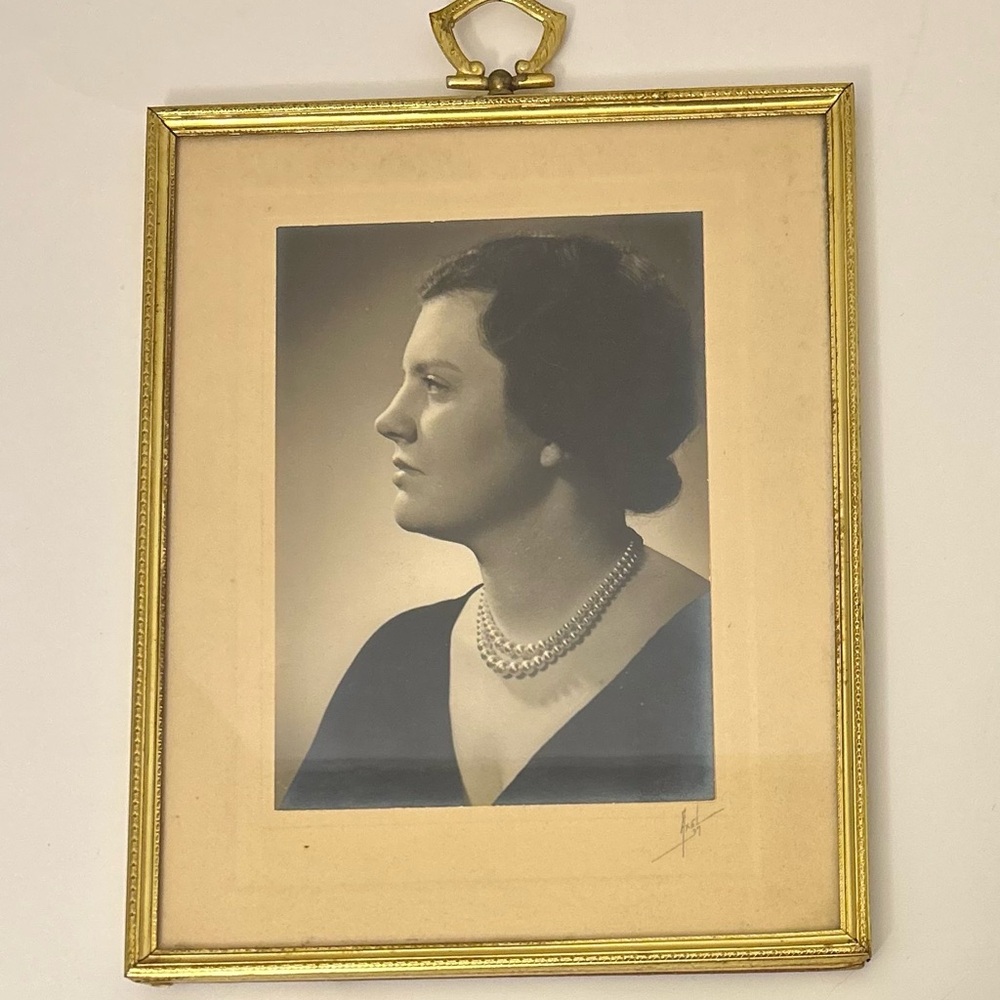 Vintage Gold Framed Axel 37 Black/White Portrait of Woman